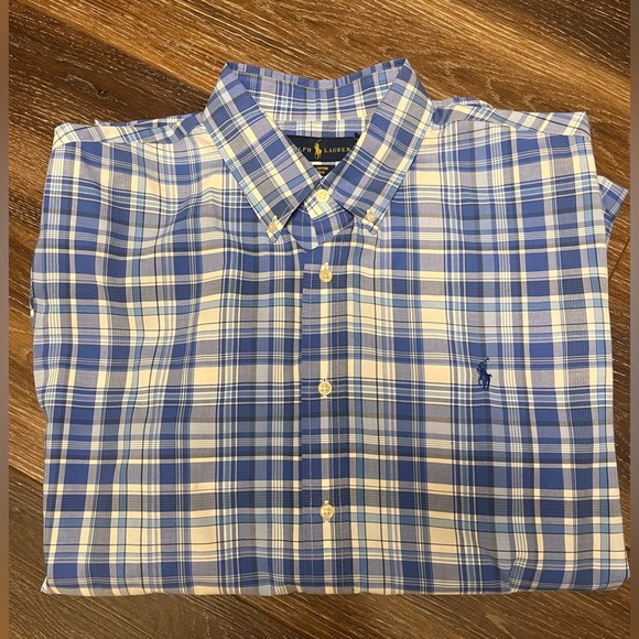 Ralph Lauren Blue Plaid Men's Shirt XXL - Picture 1 of 9